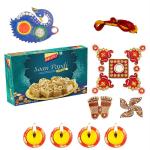 Feastive Celebrations Soan Papdi With Diwali N Bhai Dooj Greetings Combo Hamper With Complimentary Surprise Gift