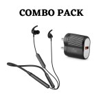 Caponics Roar Pro Plus Wireless Earphones (Black) 3.1 Amp (25 Watts) USB QUALCOMM QC Combo