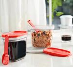 OMORTEX Airtight Clear Premium Unbreakble 600ml Cotainers With Multi Mesurement Spoon for Your Premium Kitchen(Pack Of 2)