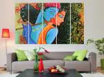 KYARA ARTS Multiple Frames Beautiful Radha Krishna Wall Painting for Living Room Home decor, Bedroom, Office, Hotels, Drawing Room Wooden Framed Digital Painting (50inch x 30inch)114