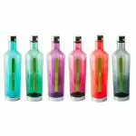 Nayasa Drink Plastic Fridge Water Bottle with Steel Cap & Steel Base- Set of 6, Multicolour