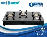 Oriflame 3 Burner GT Manual Ignition Toughened Glass Top LPG Stove (ISI Certified) With 1 Year Warranty