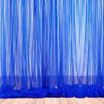 1iAM 2pcs Blue Decoration Net Curtains - Large Size, Stitched with Ribbon, Nylon Made, Reusable, Soft, Wrinkled Free, 8.5x5ft Each, Backdrop Net for Birthday, Anniversary Party Decoration