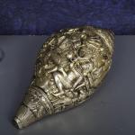 ARTVARKO Handmade Brass Blowing Shankh with Durga Carving Wall - (13 x 10 cm)
