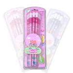AMB Girls Peppaa Stationery Set of 12 HB Pencils, Sharpener, Eraser & Pencil Cap | Birthday Return Gift |School Supply Set(pack of 1)(Girls)