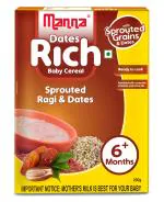 Manna Baby Cereal (6+ Months) | Sprouted Ragi with Dates Powder | 100% Natural | 200g