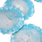 HN HUES Blue Celeste Pine Topaz Aesthetic Resin Art Round Coasters Handcraft Marble Effect For Multipurpose Use Cups, Mugs, Tea, Coffee Holder Trivets For Home - Pack Of 4