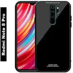 Zybux Redmi Note8 Pro Black Glass and Silicon Mobile Back Cover