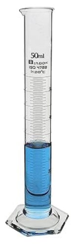 GVSSCO Borosilicate Glass Measuring Cylinder 50ml Heavy Duty Reusable Single Metric Glass Graduated Cylinder's for Laboratory Test