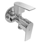 CUROVIT Aria Smart Brass Angle Valve/Angle Cock 2 in 1 tap Quarter Turn Fitting with Wall Flange for Bathroom with Shiny Chrome Plated