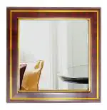 Royal Kindle Framed Mirror, PVC Frame Mirror Maroon Golden Line (6x6 Inches) (Pack of 1) Bathroom Mirror (Rectangle Finish : Plain)
