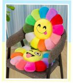 Vihs Sun Flower Smiley Cushions Chair Back | Sun Flower Design Kids Pillow | Emoji Pillow Cushions Set of 2 (Multi)