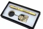 Ledos Blue Metal Lord Shirdi Wale Sai Baba Special Edition Fountain Pen with Key chain Gift Set