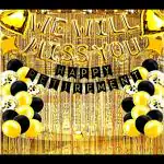 SV Traders Retirement Party Decoration Golden Black Theme Combo Set Of 77 Pcs