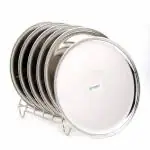 Coconut Round Mirror Finish Stainless Steel China Dinner Plate 18.5 cm (Set of 6)