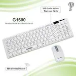 ZEBION G1600 Wireless Keyboard Mouse Combo with Nano Receiver, Slim, Ergonomic chiclet Design-White