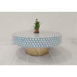 Afasana Handicrafts Handmade Mother of Pearl Inlay Wooden Modern Pattern Coffee Tables MoP Cocktails Tables Bone Center Table Bone Inlay Furniture
