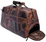 Rustic Town Dark Brown Vintage Leather Travel Duffle Bag 30 L