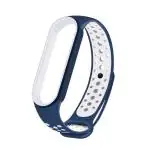 Epaal Sports Silicone Replacement Strap for Mi Band 5 / Mi Band 6 (Blue-White)