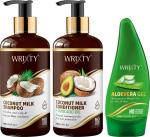 WAW Skin Cosmo Coconut Milk Shampoo and Conditioner Aloe Vera Gel Combo Kit for Men and Women