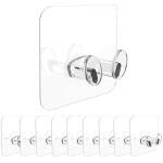 MyHomesWorld Adhesive Hook Multifunctional Power Plugs Socket Holder Free Punching Stickers Wall Mounted Transparent Multi-Function Wall Storage Hooks, Razor Holder, Home Door Wall Hanger for Keys (PACK OF 12)