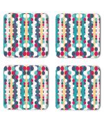 Whats Your Kick Pattern Design Colorful Circle Pattern Design Printed Set of 4 Coaster With Metal Stand
