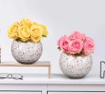 TIED RIBBONS Silk Rose Artificial Flowers with Vases 8 x 14 cm, Set of 2