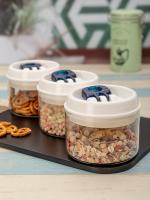 Whitegold Flip Lock-tight borosilicate Glass Storage Jar Set (Set of 3pcs)