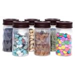 Cutting EDGE Twister Airtight Food Grade Plastic Mini Jars, Diamond Checkers Container - for Spices, Dry Fruits, Cereals, Snacks, Stackable, BPA Free, Clear, Set of 6 (225ml)