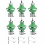 INKART Stainless Steel Curtain Bracket Parda Holder with Support 1 Inch Rod Pocket Finials Beautiful Door and Window Rod Support Fittings, Curtain Rod Holder(Green, Pack of 6)
