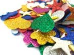REDGE Self Adhesive Sparkle Glitter Foam Multicolor Sticker For School Project and Assignment Pack of 60