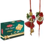 Yuvraj Couple Pair Rakhi (Raja rani design ) Brother Or Bhabhi With Desi Ghee Soan Papadi 400 Gm pack , Roli chawal pack