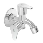 CUROVIT Torrent ZINC Alloy Wall Mounted 2 in 1 Bib Cock with Wall Flange Use with Hand Shower & Health Faucet