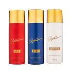 Signature Perfume Body spray combo -Red, Blue & White Deodorant -200 ml each| Deodorant For Men & women|Long Lasting fragrance|Skin Friendly Deo|Everyday Use