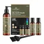 SACRED HERBS Ammonia Free & PPD Free Natural Semi Permanent Gel Hair Color Natural Black 1.00 for Men & Women with 100% Grey Coverage, Long Lasting & pH Neutral Safe Hair Color - 240ml+20gms