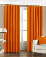 Shine Creations Orange Polyester Plain Semi Transparent Door Curtain 122 cm x 214 cm - Pack Of 2New