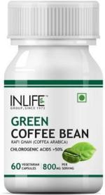 Inlife Green Coffee Beans Extract for Weight Loss 800MG 50% GCA (60 Veg. Capsules) Coffea Arabica Supplement (800 mg)