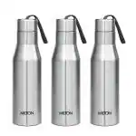 Milton Stainless Steel Silver Super 1000 Water Bottle - 1000 Ml Each (Set Of 3)