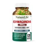Nature Life Nutrition Ashwagandha 1000mg/Serve| 120 Veg Capsules| Better Energy & Stamina -Rejuvenates Mind & Body