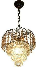 SHRI MAHAL ANTIQUES Round AS Four K 9 Crystal LED Chandelier Small size Gold Finish Hanging Incandescent Light
