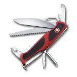 Victorinox Swiss Army Knife, Ranger 78 M Grip, Large (130 mm), Red Scale, 0.9663.MC | Outdoor Multitool Pocket Knife