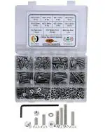 Epi-Torque Flat Socket Head Cap Screw Internal Hex M5 Thread Size Counter Sunk Full Thread Machine Screws Nuts and Bolts Assortment With Matching Hex Nuts, Flat Washer and Allen Keys - Stainless Steel 202 Grade (Pack Of 405)