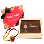 ZOROY Luxury Chocolate Personalized HAPPY RAKHI Message chocolate, Rakhi Gift for Brother Sister, Online Rakhi chocolate combo with Rakhi, Rakshabandhan gift, 80 gms