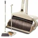 SRJMH Stand Up Brush and Dust Pan Combo for Upright Cleaning -Remove Hair with Built-in Wisp Scraper