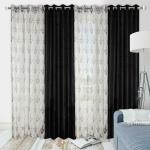 Ultica Fab Net Transparent 6Ft Curtain Drapes for Window | Floral Panels for Home and Office Decor | Fancy Eyelet Curtains for Living Room Kitchen Hall, Pack of 4, 4 x 6 Feet, Grey