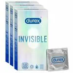 Durex Invisible Super Ultra Thin Condoms For Men - 10 Count (Pack of 3)