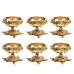 CraftVatika Gold Brass Diya 7.62 x 6.86 cm (Pack of 6)