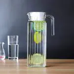 NIYA TRENDZ 1100ml (1 PC)Glass Water Jug with Plastic Lid & Handle | 1.1L Transparent Beverage Carafe for Home, Office, Etc. | Pitcher for Serve Water, Milk, , Beverage, Chaas, (Lining Jug)