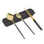 Hasthip Black, Gold Fork Spoon Portugal Set Chopsticks Outdoor Gift Flatware With Box Dinnerware Cutlery Tableware