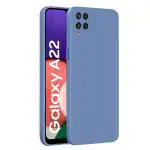 LIRAMARK Silicone Soft Back Cover Case for Samsung Galaxy A22 4G / M22 4G / F22 4G (Blue)
